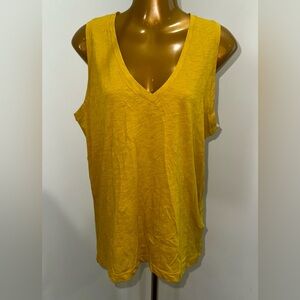 Madewell Mustard Slub V‑Neck Tank • Warm Mustard Yellow • Size S